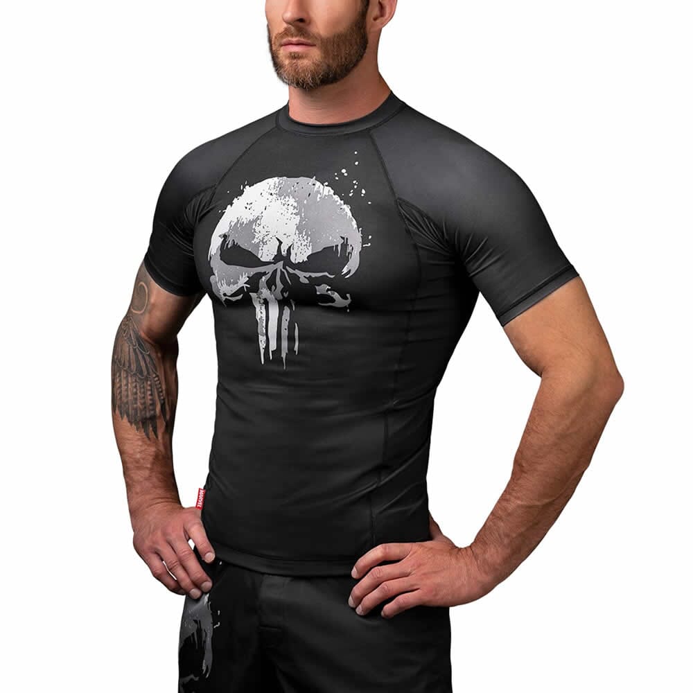 Hayabusa Marvel The Punisher Short Sleeve Rashguard Rashguards Hayabusa Black Small 