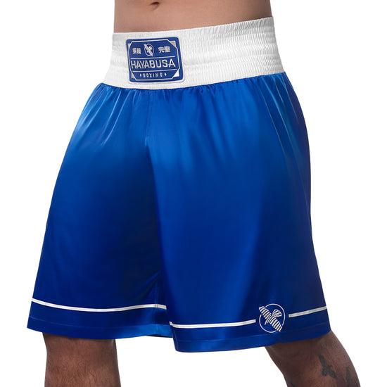Load image into Gallery viewer, Hayabusa Pro Boxing Shorts Blue Left Side
