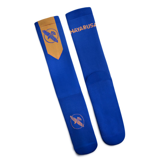 Load image into Gallery viewer, Hayabusa Pro Boxing Socks Blue Flat Lay
