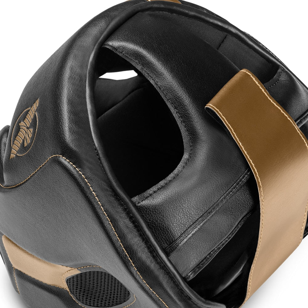 Hayabusa T3 Chinless Boxing Headgear Black/Gold Top