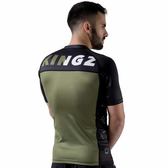 Kingz Krown Short Sleeve Rashguard Militart Green Back