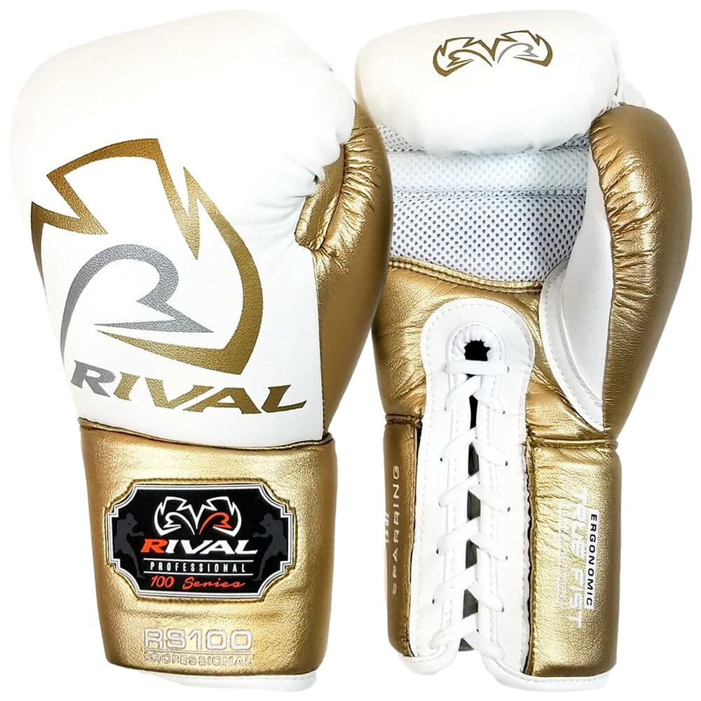 Rivel Golvesd Rival RS100 Professional Sparring Gloves White/Gold – MMA Fight Store