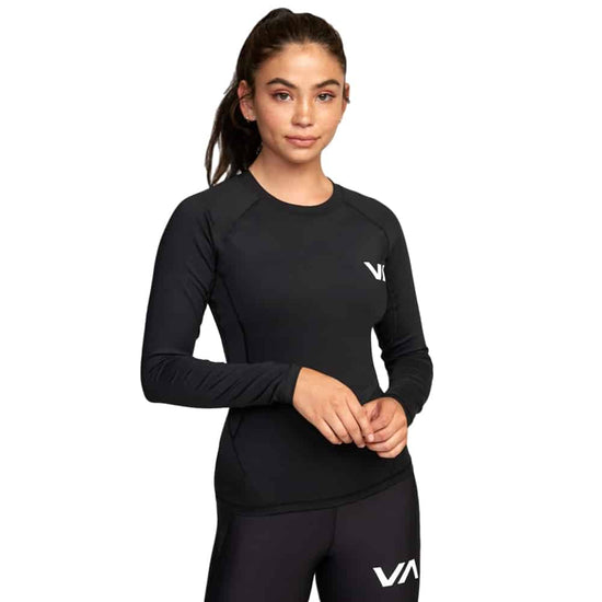 Load image into Gallery viewer, RVCA Womens Compression Long Sleeve Black Front
