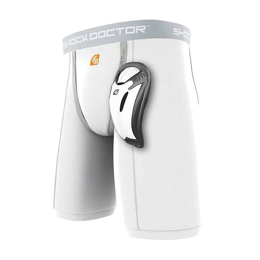 Load image into Gallery viewer, Shock Doctor Core Compression Short with Bio-Flex Cup White
