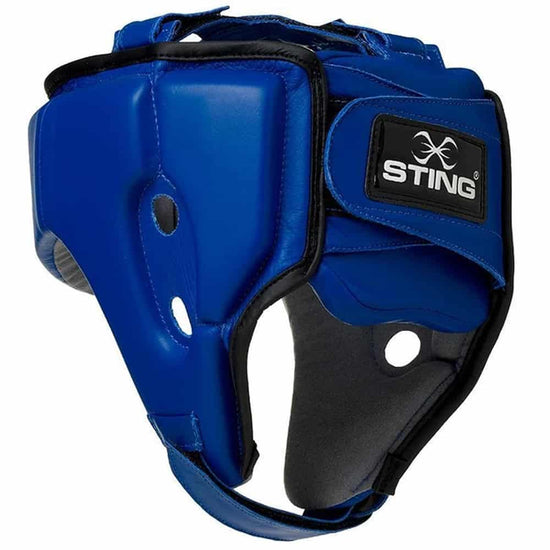 Sting Competition Leather Head Guard AIBA Approved Blue Back