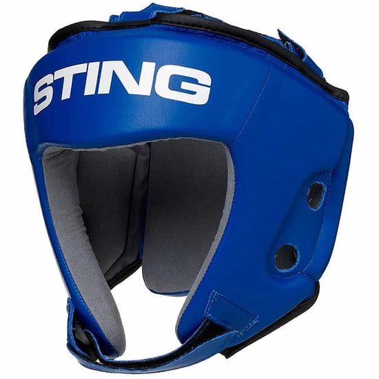 Sting Competition Leather Head Guard AIBA Approved Blue Front