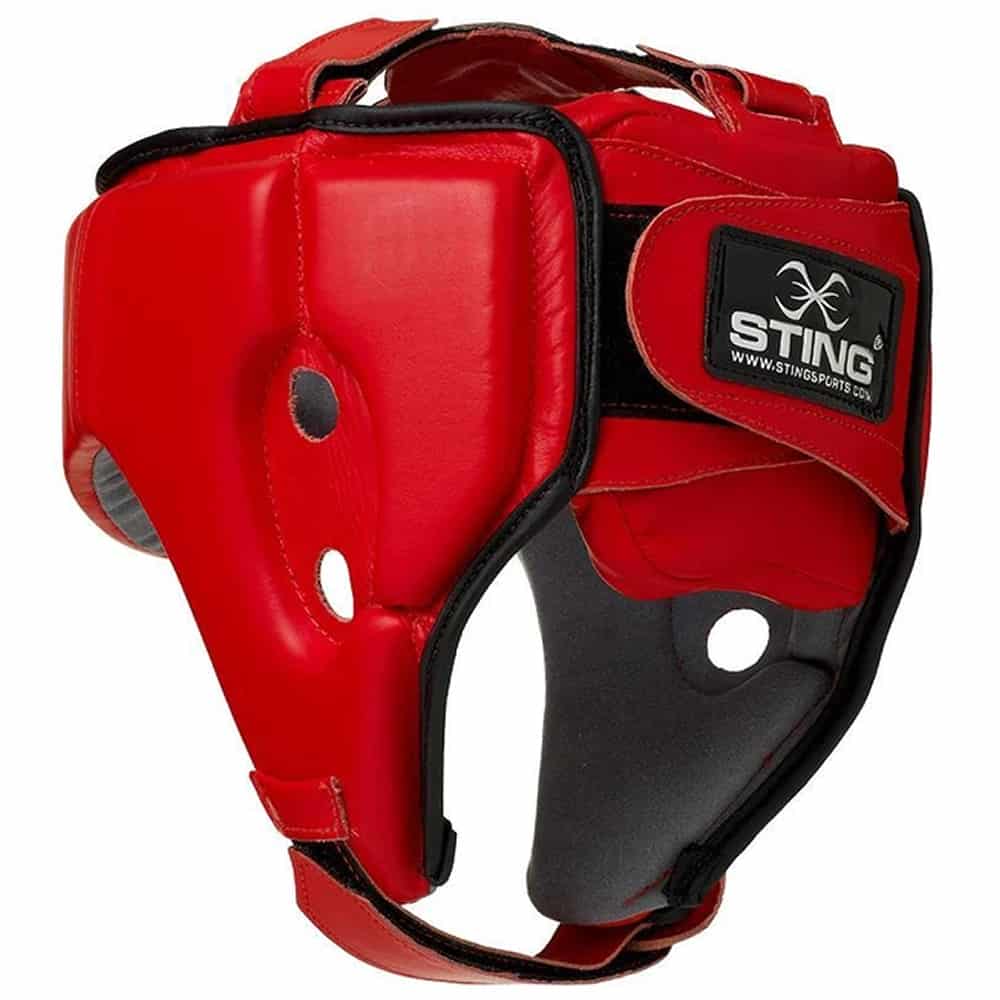Sting Competition Leather Head Guard AIBA Approved Red Back