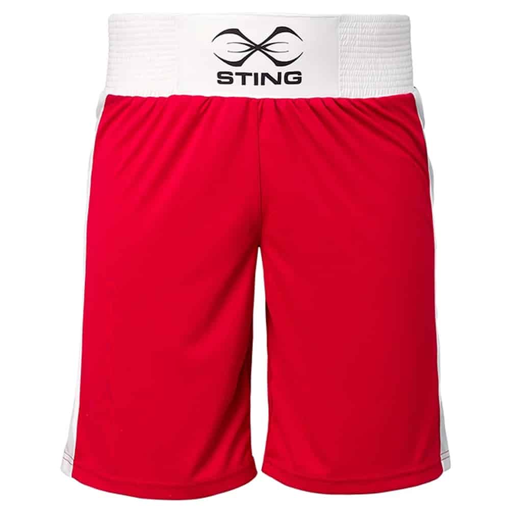Sting Junior Unisex Mettle Boxing Shorts AIBA Approved Red Front