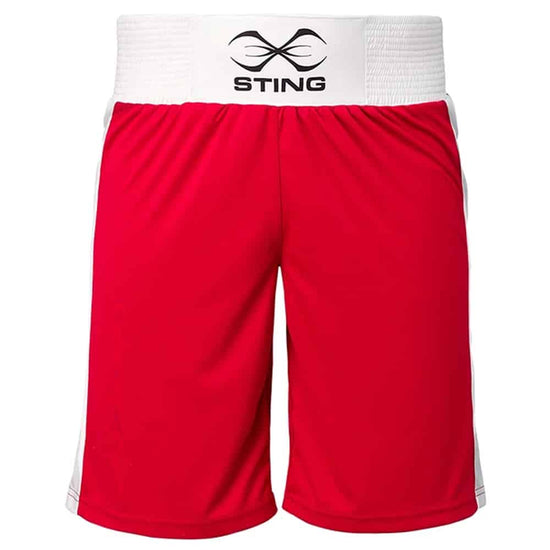 Sting Mens Mettle Boxing Shorts AIBA Approved Red Front