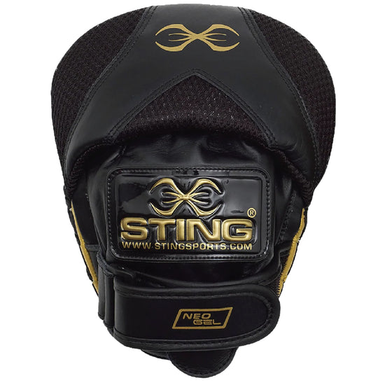 Load image into Gallery viewer, Sting Viper Speed Focus Mitts Black/Gold Back
