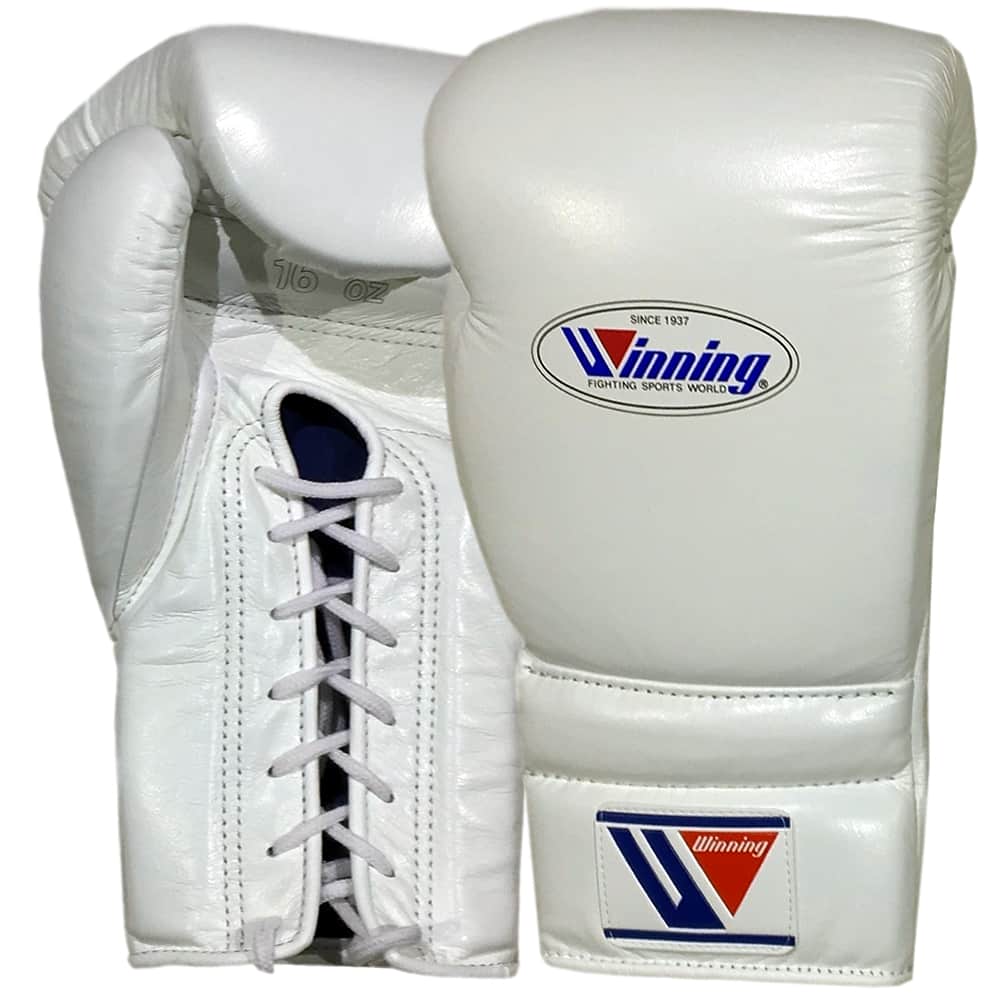 Winning MS- Lace Up Boxing Gloves White